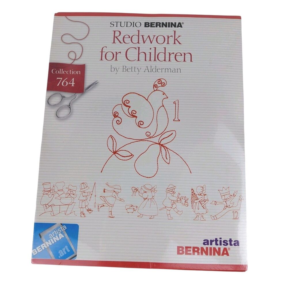 Bernina Studio Embroidery Betty Alderman Redwork Children #764 Collection NEW